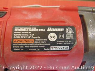 BAUER 7.5 Amp 1/2 in. Variable Speed Hammer Drill/Driver (PLUGGED-IN TURNED  ON) Auction