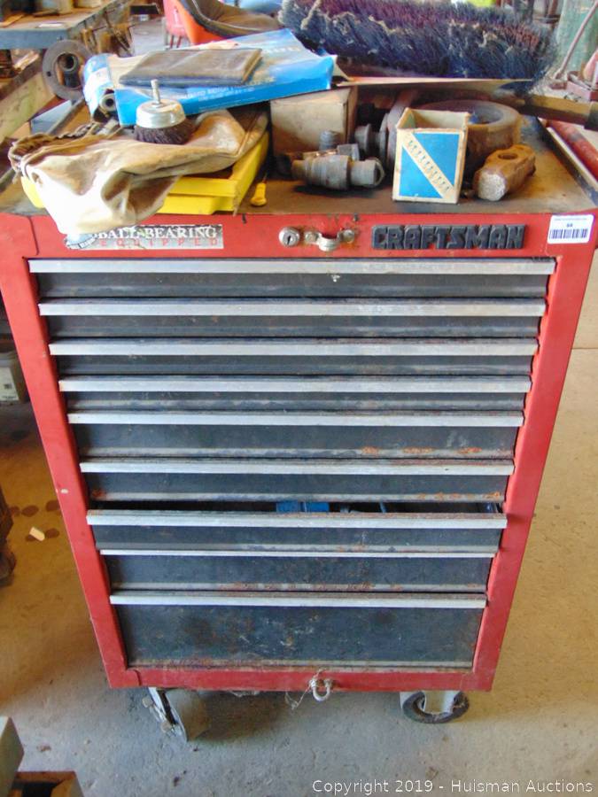Craftsman 9 Drawer Rollaway Tool Box With Assorted Tools Auction