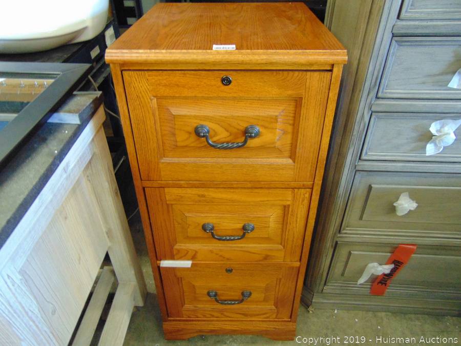 3 Drawer Wood Filing Cabinet Auction Huisman Auctions