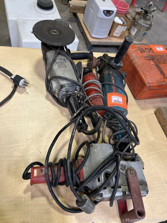 (4) Angle Grinders & Milwaukee Angle Drill (Conditions Unknown)