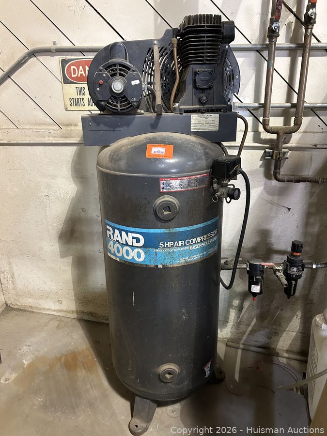 Rand 5HP Vertical Air Compressor, Single Phase