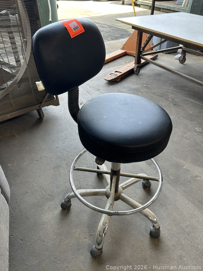 Rolling Shop Stool & Upholstered Recliner